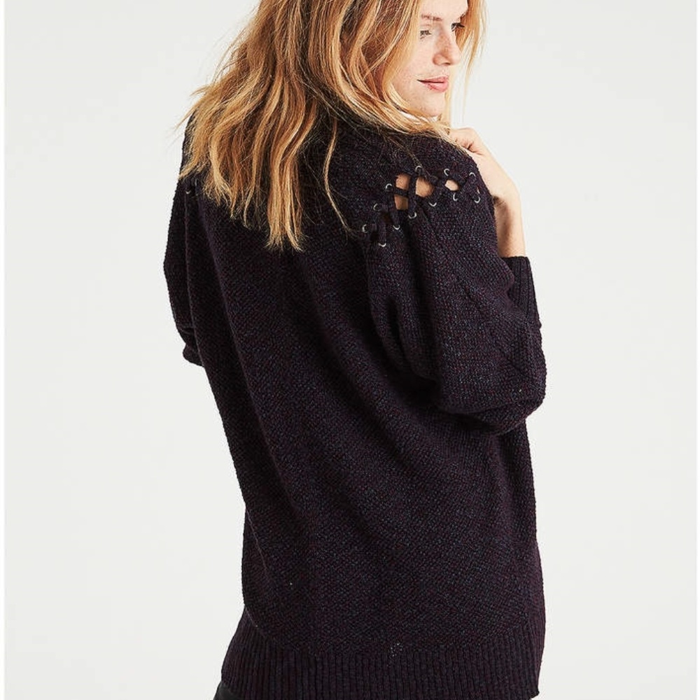AE // Lace-Up Shoulder Open Cardigan